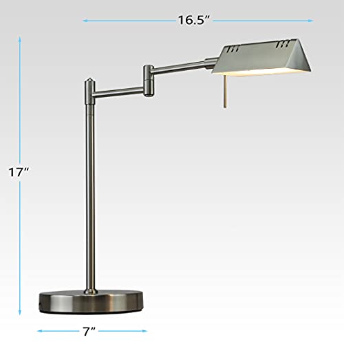 O'bright Led Pharmacy Table Lamp, Full Range Dimming, 12W Led, 360 Degree Swing Arms, Desk, Reading, Craft, Work Lamp, Etl Tested, Brushed Nickel #TOP6