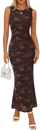 MEROKEETY Women's Summer Sleeveless Floral Bodycon Dress 2026 Spr...