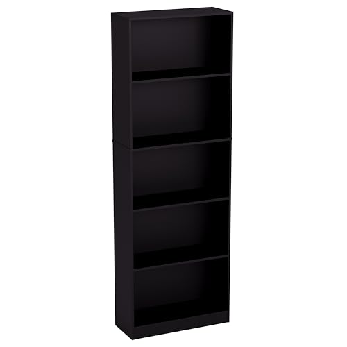 Vida Designs Cambridge 5 Tier Extra Large Bookcase Black Wooden Shelving Display Storage Unit Office Living Room Furniture