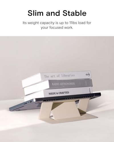 Image of MOFT Laptop Stand, Adhesive Laptop Riser with 2 Adjustable Viewing Angles, Foldable Computer Stand Compatible with MacBook Air, Pro 11 inch-16 inch, Light Earthen Beige