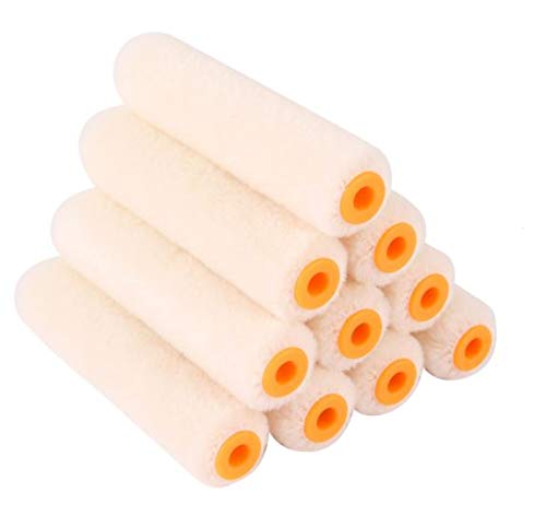 Pack of 10 High Performance Mohair 4" (100mm) Decorating & Painting Mini Roller Sleeves Ideal for Varnish, Gloss, Satin finishes