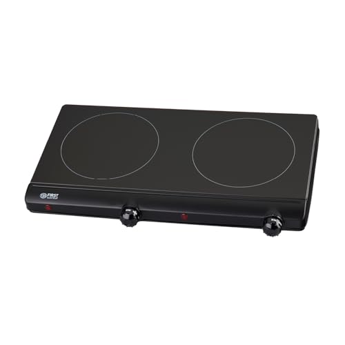 TZS First Austria placa vitrocerámica infrarrojos doble | Compatible con todo tipo de ollas | Placa 15 cm | Calentamiento rápido, regulación continua | Ideal para camping, mudanza y apartamento