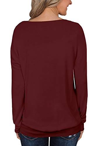 For G And Pl Women Cotton Loose Fit Lace Sweatshirt Long Sleeve Casual Elegant Color Block Plain Blouse Maroon L #TOP4