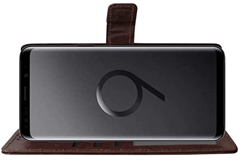 Image of Amazon Brand - Solimo Flip Leather Mobile Cover (Soft & Flexible Back case) for Samsung Galaxy S9 Plus (Coffee)