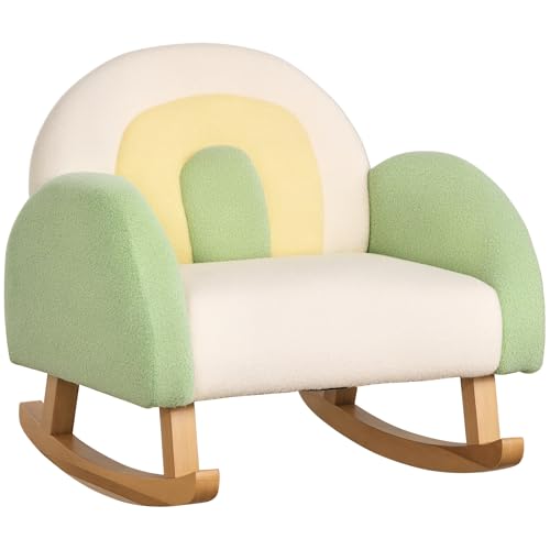 HOMCOM Kindersessel Kindersofa mit Lammwolle-Optik, massiven Holzfüßen...