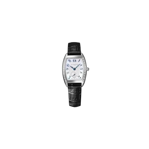 Frederique Constant Ladies' Swiss Made Classic Quartz Diamond Accent Silver Stainless Steel Case Watch and Black Leather Strap, Mother of Pearl Dial Style: FC-235APWUS1T2D26