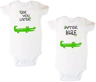 Premature, Tiny Baby Boy/Girl Twins See You Later Alligator 2 Piece Set Clothing Vest (3-8lb)(0-12m) (0-3 months)