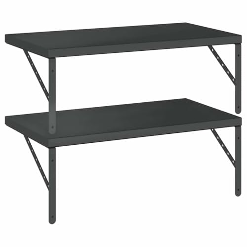 Étagères murales 2 pcs 75x40 cm en acier noir pour rangement et déco - 8