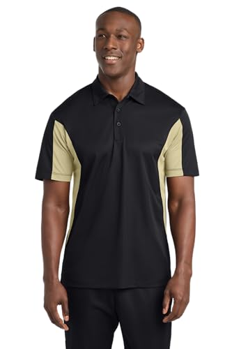 SPORT-TEK Unisex Side Blocked Micropique Sport-Wick Polo, Black