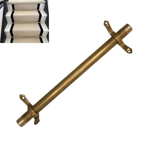 Juego de barras de escalera 100% latón (9 piezas de 115 cm de largo), barra de fijación duradera para corredores de escaleras, accesorios elegantes perfectos para decoración del hogar
