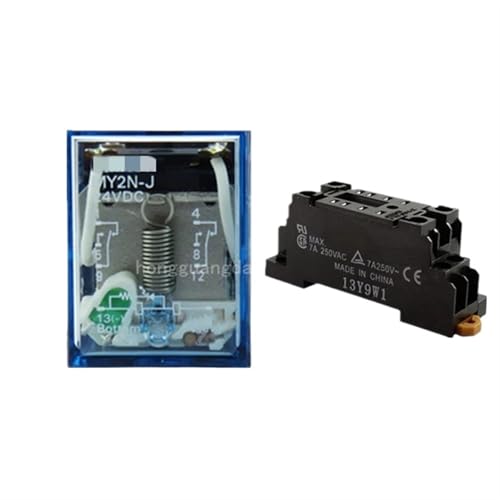 Relais électromagnétique MY2NJ AC220V avec base rail DIN 8 broches bobine 2NO 2NC