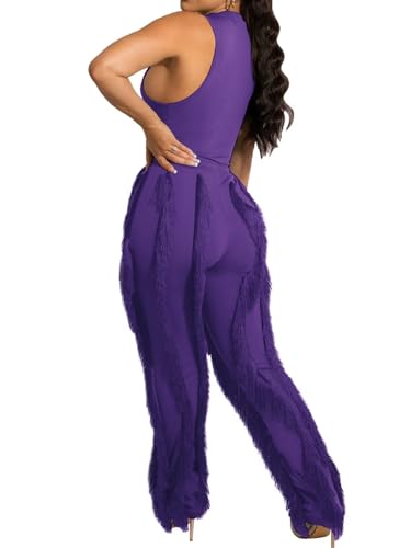 Image of EDITCOZY Women Sexy Two Piece Outfits Fringe Pants Set Tassel Club 2 Piece Sets Going Out Birthday Party Night