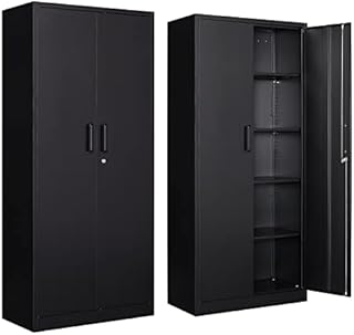 Yizosh Metal Garage Storage Cabinet with 2 Doors and 4 Adjustable Shelves - 71
