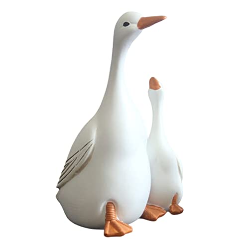 Figurine canard en résine pour décoration de jardin et maison, lot de 2 statues mère et fils