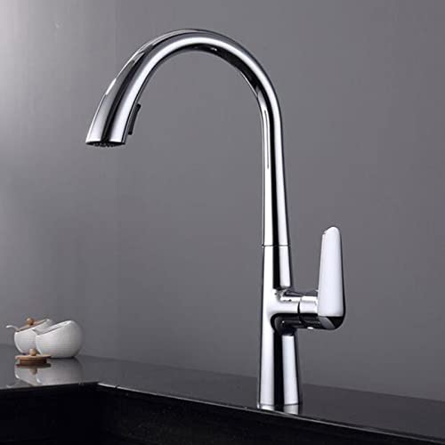 Robinet de cuisine extractible en laiton gris moderne et rotatif
