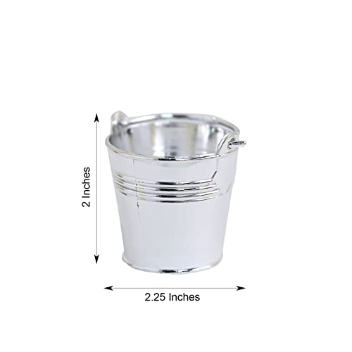 Balsa Circle 12 Silver Pail Bucket 2 in Mini Planter Party Favor Candy Gift Holders Wedding Events Reception Decorations Supplies