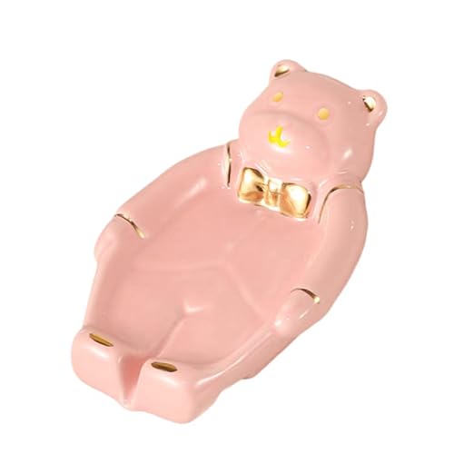 Handsome man's石鹸置き ソープディッシュ 陶器 石鹸ケース せっけんおき 可愛いくまおしゃれ かわいい ソープトレー 小物トレイ 水が切れる 乾燥 お風呂 バス用品 浴室 洗面台などに適用 (ピンク)