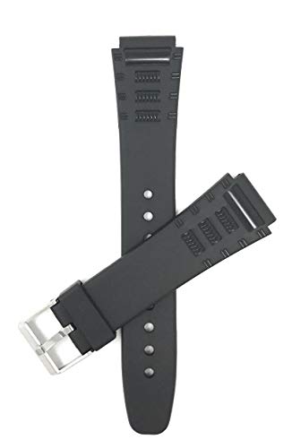 Bandini 20mm Black Rubber Sports Watch Band Strap for Casio, Timex & More, 2 Spring Bars Included