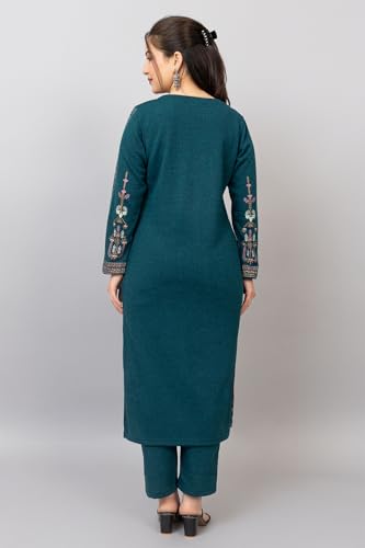 Image of HIFZAA Woollen Winter wear Kurti Palazo Set for Womens Warm Kurta Suit for Ladies Pure Wool M to 4XL