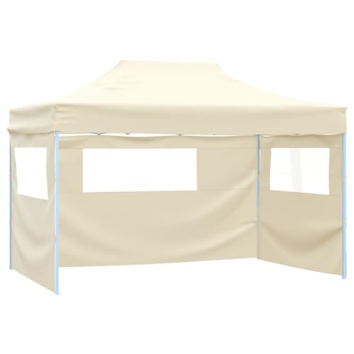 vidaXL Tenda Pieghevole 3 Pareti 3x4,5 m Crema Tendone Festa Gazebo Giardino