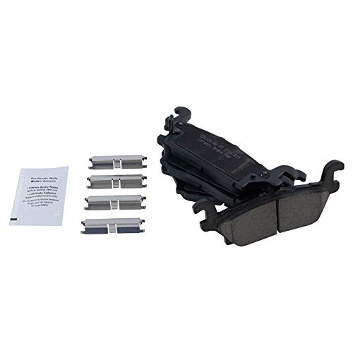 Image of TRQ Rear Brake Pad and Rotor Set Ceramic Parking Brake Shoe Compatible with 2006-2010 Hummer H3 2009-2010 H3T