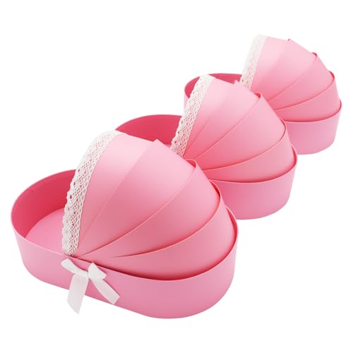 Baby Gift Basket Bassinet Shape Box, 3pc Pack, Floral Sweet Dipped Strawberries, Baby Shower Gender Reveal Party (Pink, 14.3'Lx8.5'Wx3.2'H)