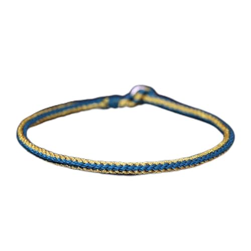 Bracelet tibétain tissé main en corde bleue artisanale de haute qualité