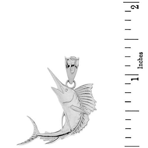 Claddagh Gold Sea Life Collection Silver Marlin Swordfish Sailfish Nautical Deep Sea Fish Pendant Necklace - Choice of Pendant Only or Chain Length2