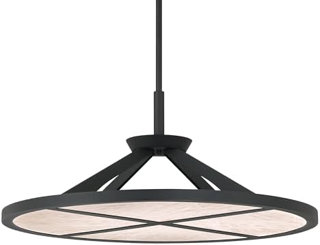 Minka Lavery 2687-66-L Stiles 28" Wide Pendant - Sand Coal Black with Alabaster Stone