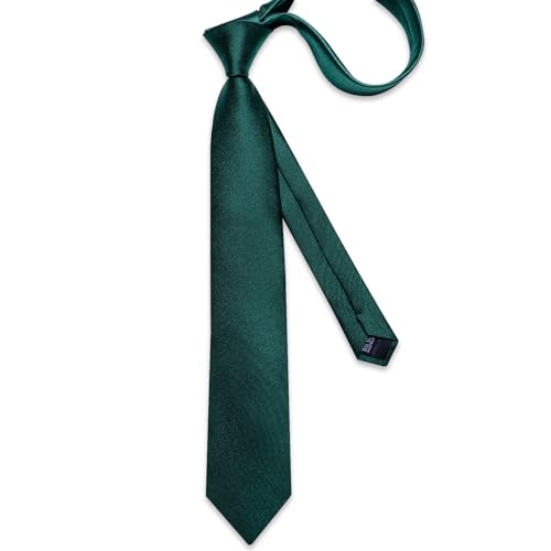 Image of DiBanGu Mens Silk Necktie Solid Color Tie and Pocket Square Cufflink Tie Clip Set Woven Plain Ties for Men Wedding Party