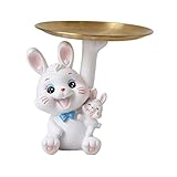 Cemaystic 装飾トレイ 樹脂製 スナックホルダー 家庭用デコレーション ウサギデザイン 小物皿 デザートプレート 写真小道具 インテリア雑貨 (17X14X18.5CM,アソートカラー)