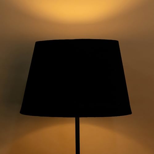 Image of Divine Trends Cotton Black Color Tapered Lamp Shade 12 inch Inches Bottom Diameter Compatible with E27 & E14 Holders (Pack of 1)
