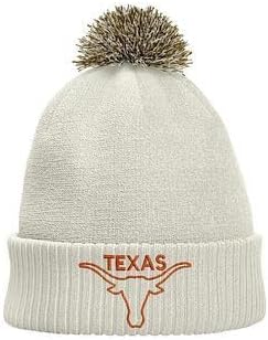 Printbox Originals Longhorn Beanie Hat for Men Knit Cuff with POM, Texas Embroidered Fan Gameday Austin