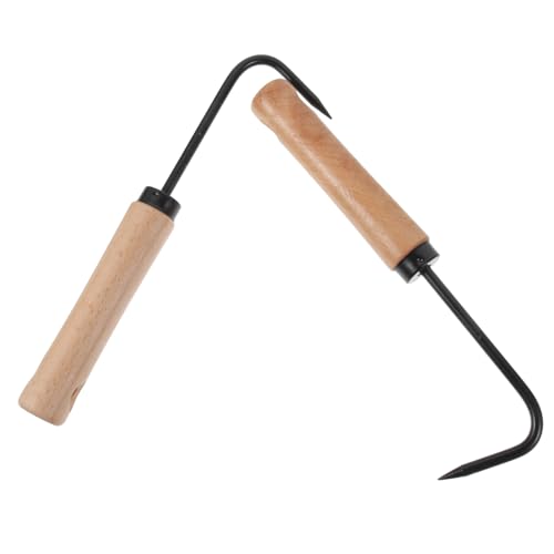 YARNOW 2 Piezas removedor de raíces herramienta desmalezadora de jardín herramientas del hogar tirador madera protector sartenes anzuelo para quitar raices desyerbador de césped Black