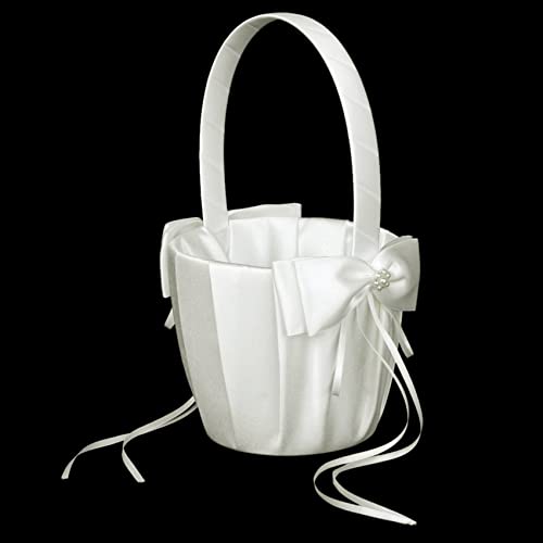 Panier de mariage de noeud papillon en satin ivoire anti-renversement pour enfants - 3