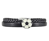 Fußball Armband Lederarmband Magnetverschluss Schwarz Kinderarmband Jungenarmband Zamak Magnetverschluss