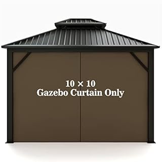 Gazebo Universal Replacement Privacy Curtain – Hugline 10' x 10' Gazebo Side Wall Outdoor Privacy Panel with Zipper (Brown)