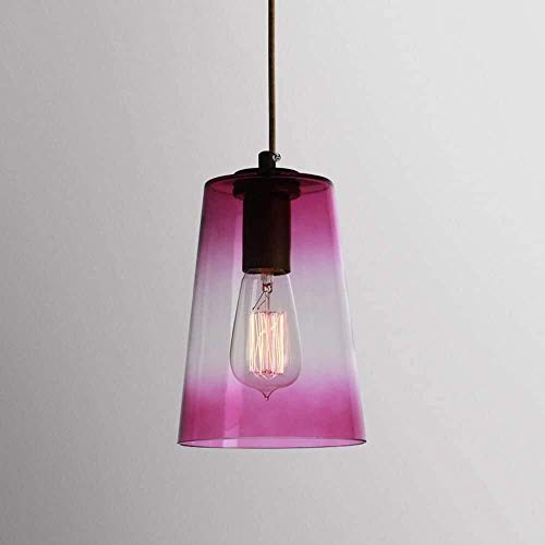 Lustre suspension en verre coloré et métal réglable pour chambre
