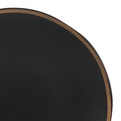 Image of Gibson Elite Kings Road Double Plates and Bowl Organic Round Porcelain Dinnerware Set - Matte Black w /Gold Rim