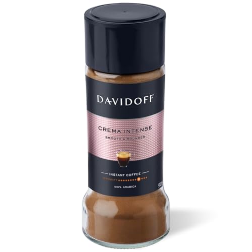 Davidoff Crema Intense Instant Coffee - 9/12 Intensity - 100% Arabica - 90g, Powder, Glass Bottle