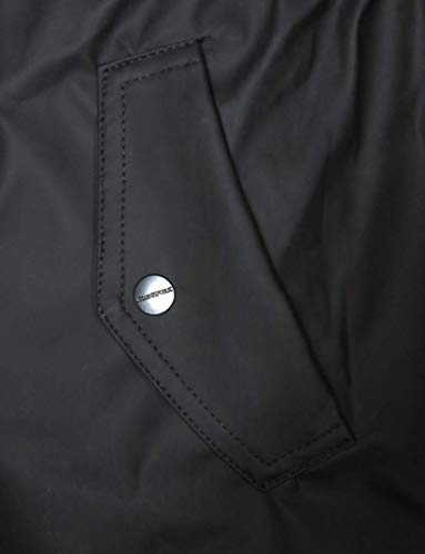 Urban Republic Women’s Lightweight Hooded Raincoat Jacket with Cinched Waist, Black, Size Medium