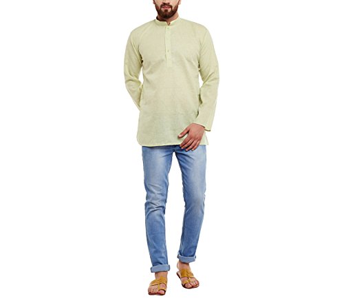 Kurta corta mezcla de lino y algodón Sojanya camisa cuello mao hombre