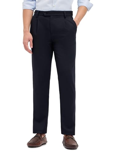 Image of THE BEAR HOUSE Men's Blue Regular Fit Formal Trouser
