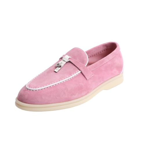 Image of XOBZJH Women's Leather Suede Loafers Flats - Slip-On Penny Loafers with Soft, Comfortable Driving & Dress Shoes for Casual Office Work All Day