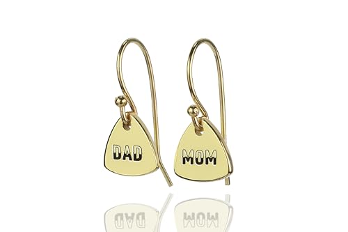 Boucles d'oreilles Trillion personnalisées avec initiales gravées Maman et Papa