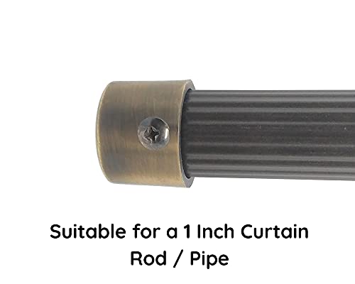 Image of FAPBADRI Simple Curtain End Caps /Finials for a 1 inch Pipe /Rod, Colour - Antique Gold Round, 6 Pieces