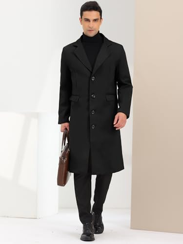 Lars Amadeus Men's Winter Overcoat Single Breasted Notched Lapel Long Trench Coat3