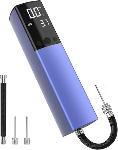 Elektrische Ballpumpe, Intelligente Luftpumpe, Tragbar, Schnelles Aufpumpen des Balls mit Präzisem Manometer und Digitalem LCD-Display für Fußball, Basketball, Volleyball(2 Nadeln und 1 Düse)