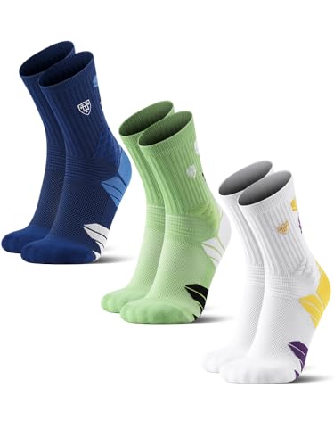 Men's Athletic Crew Socks,Basketball Socks With Arch support,3 pack,Performance Compression Grip Socks