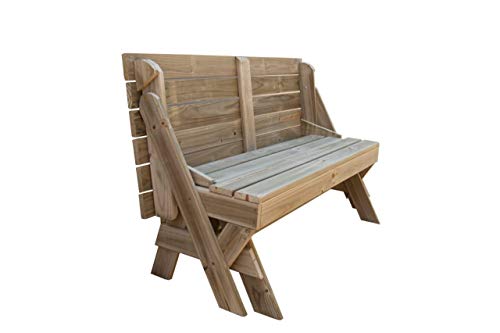 Banco rústico que vira mesa de jardim 1 metro